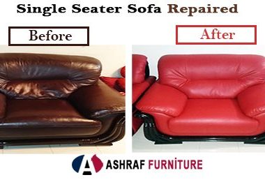 Single Seater Sofa Repaired & Artificial Leather Changed.