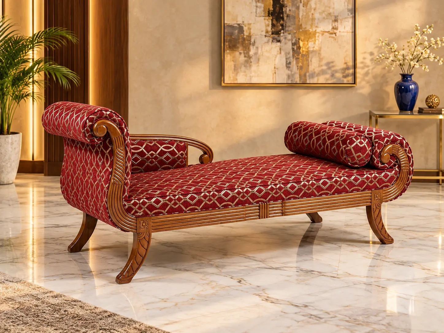 Luxurious Maroon Chaise Lounge Interior